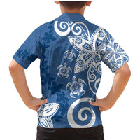 Polynesia Family Matching Mermaid Dress and Hawaiian Shirt Blue Tribal Turtle Floral Pattern LT05 - Polynesian Pride