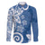 Polynesia Family Matching Puletasi and Hawaiian Shirt Blue Tribal Turtle Floral Pattern