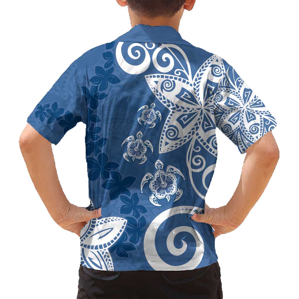 Polynesia Family Matching Tank Maxi Dress and Hawaiian Shirt Blue Tribal Turtle Floral Pattern LT05 - Polynesian Pride