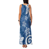 Polynesia Family Matching Tank Maxi Dress and Hawaiian Shirt Blue Tribal Turtle Floral Pattern LT05 - Polynesian Pride