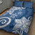 Polynesia Quilt Bed Set Blue Tribal Turtle Floral Pattern