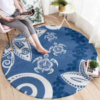 Polynesia Round Carpet Blue Tribal Turtle Floral Pattern LT05 - Polynesian Pride