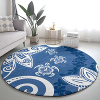 Polynesia Round Carpet Blue Tribal Turtle Floral Pattern LT05 - Polynesian Pride
