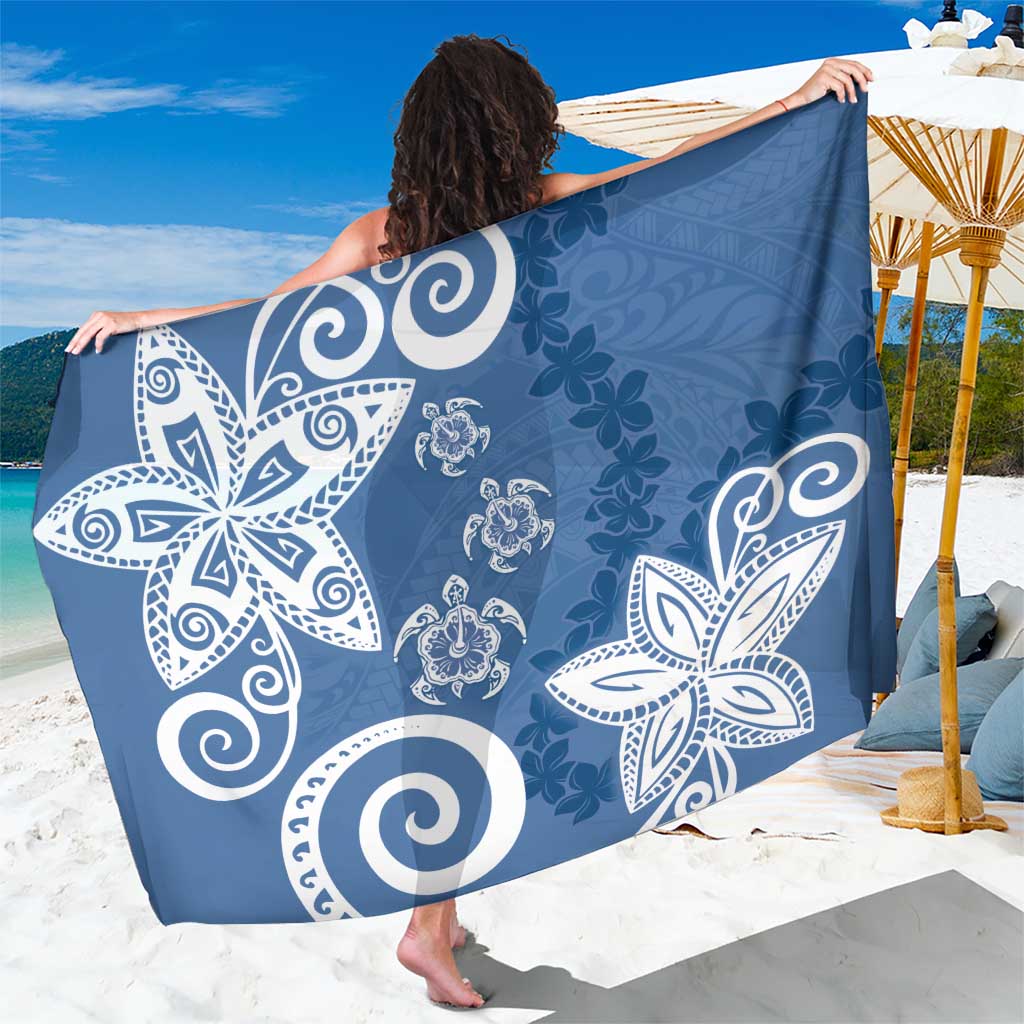 Polynesia Sarong Blue Tribal Turtle Floral Pattern LT05 One Size 44 x 66 inches Blue - Polynesian Pride