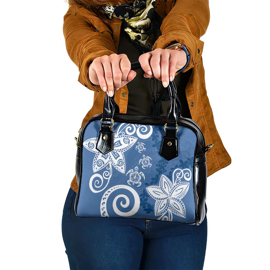 Polynesia Shoulder Handbag Blue Tribal Turtle Floral Pattern LT05 One Size Blue - Polynesian Pride