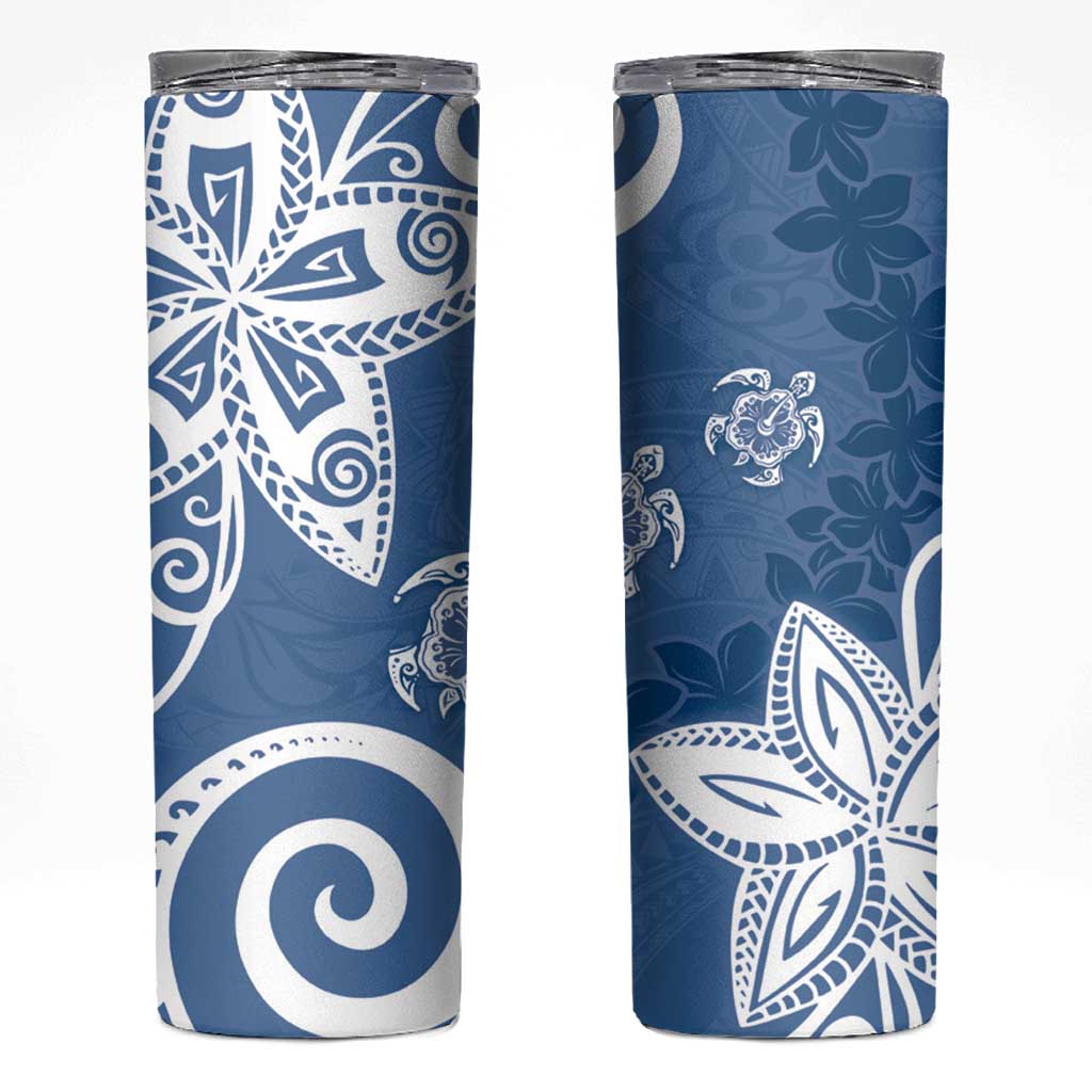 Polynesia Skinny Tumbler Blue Tribal Turtle Floral Pattern