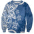 Polynesia Sweatshirt Blue Tribal Turtle Floral Pattern