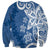 Polynesia Sweatshirt Blue Tribal Turtle Floral Pattern