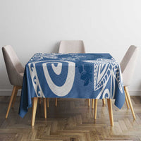 Polynesia Tablecloth Blue Tribal Turtle Floral Pattern