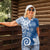 Polynesia Women Polo Shirt Blue Tribal Turtle Floral Pattern