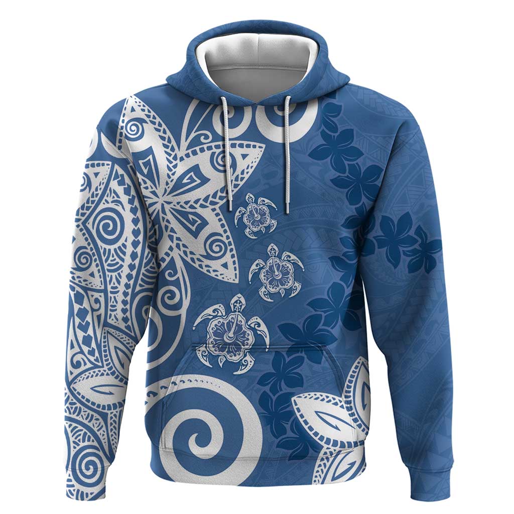 Polynesia Zip Hoodie Blue Tribal Turtle Floral Pattern LT05 Pullover Hoodie Blue - Polynesian Pride