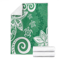 Polynesia Blanket Green Tribal Turtle Floral Pattern