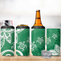 Polynesia 4 in 1 Can Cooler Tumbler Green Tribal Turtle Floral Pattern