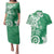Polynesia Couples Matching Puletasi and Hawaiian Shirt Green Tribal Turtle Floral Pattern