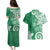 Polynesia Couples Matching Puletasi and Hawaiian Shirt Green Tribal Turtle Floral Pattern
