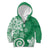 Polynesia Kid Hoodie Green Tribal Turtle Floral Pattern