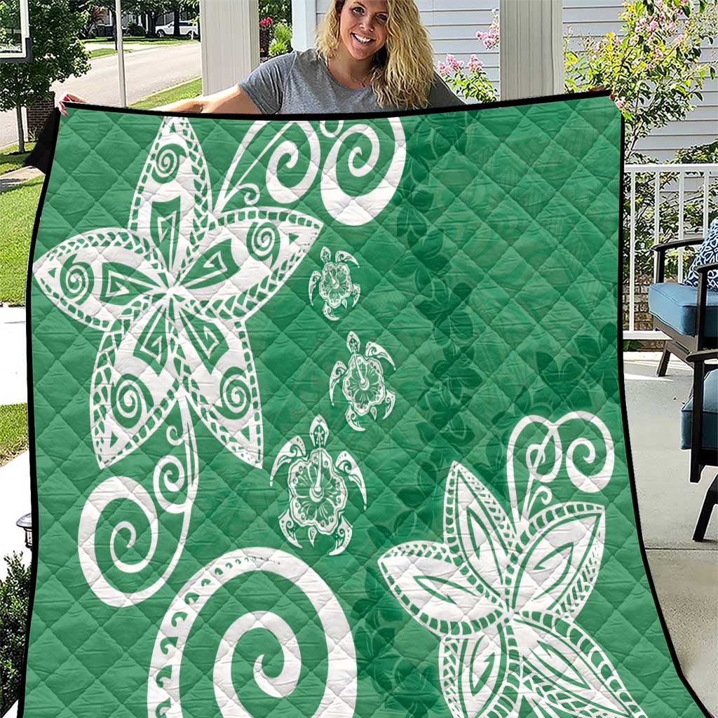 Polynesia Quilt Green Tribal Turtle Floral Pattern