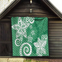 Polynesia Quilt Green Tribal Turtle Floral Pattern