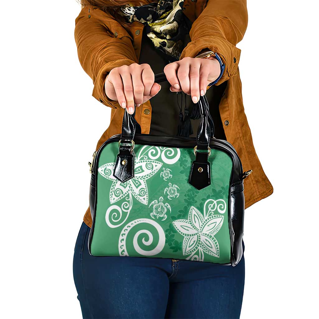 Polynesia Shoulder Handbag Green Tribal Turtle Floral Pattern LT05 One Size Green - Polynesian Pride