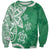 Polynesia Sweatshirt Green Tribal Turtle Floral Pattern