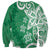 Polynesia Sweatshirt Green Tribal Turtle Floral Pattern