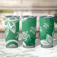 Polynesia Tumbler Cup Green Tribal Turtle Floral Pattern