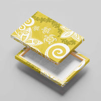 Polynesia Canvas Wall Art Yellow Tribal Turtle Floral Pattern