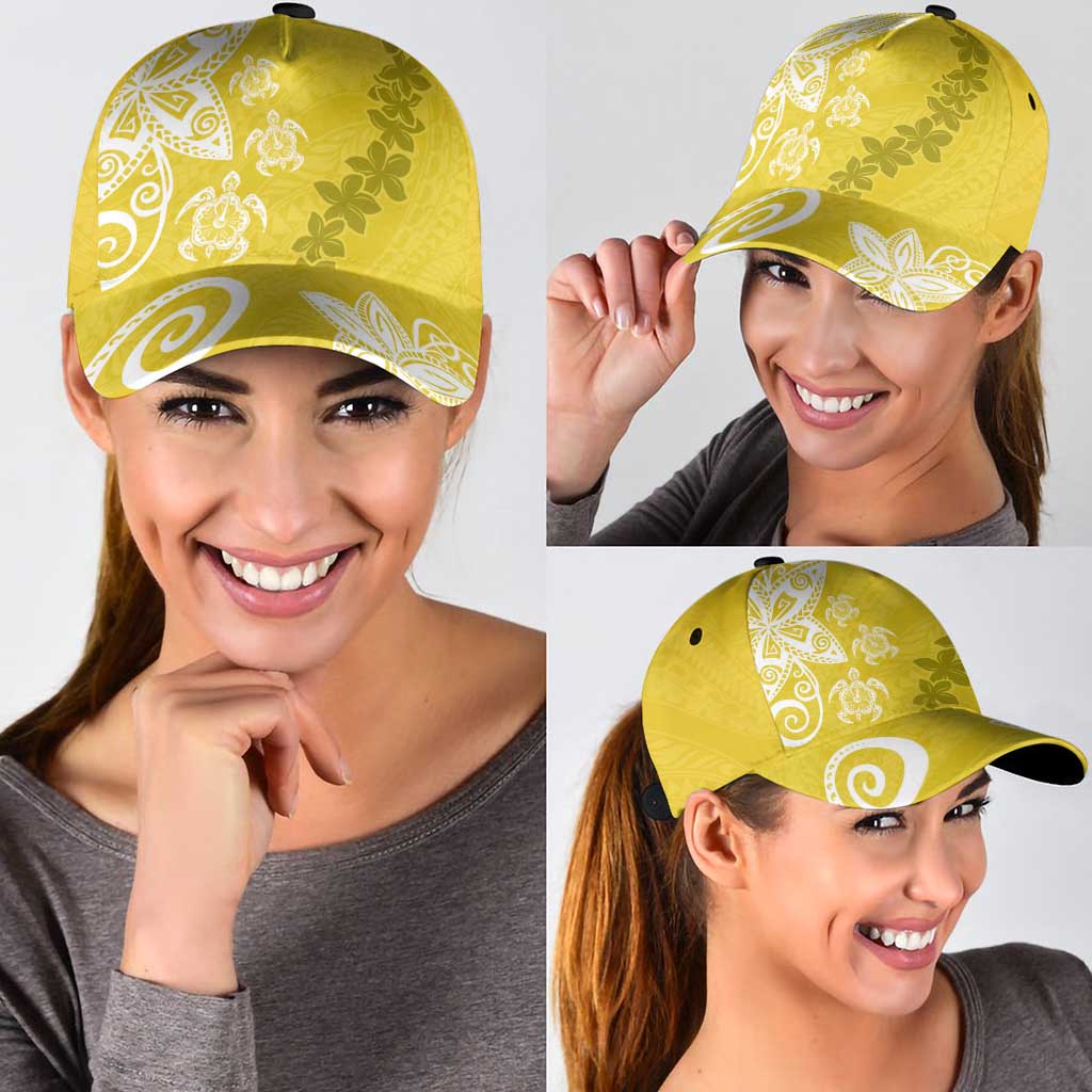Polynesia Classic Cap Yellow Tribal Turtle Floral Pattern - Polynesian Pride