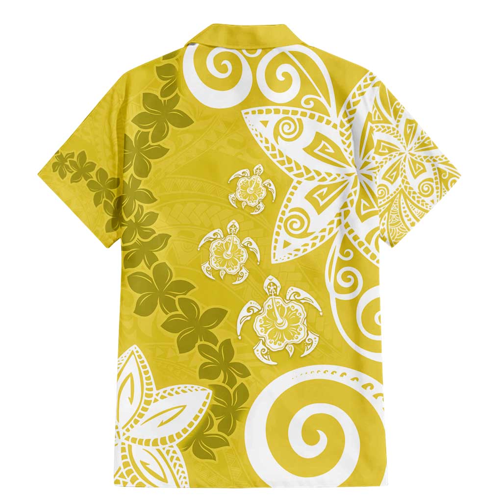 Polynesia Family Matching Mermaid Dress and Hawaiian Shirt Yellow Tribal Turtle Floral Pattern
