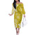 Polynesia Family Matching Off The Shoulder Long Sleeve Dress and Hawaiian Shirt Yellow Tribal Turtle Floral Pattern