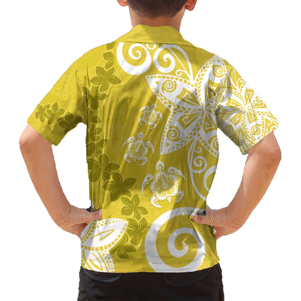 Polynesia Family Matching Tank Maxi Dress and Hawaiian Shirt Yellow Tribal Turtle Floral Pattern LT05 - Polynesian Pride