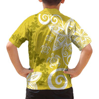 Polynesia Family Matching Tank Maxi Dress and Hawaiian Shirt Yellow Tribal Turtle Floral Pattern LT05 - Polynesian Pride