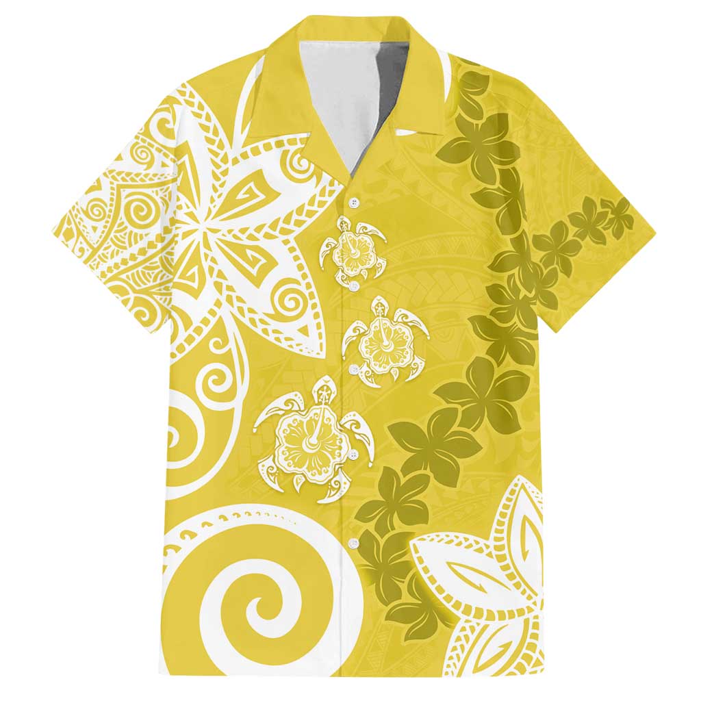 Polynesia Family Matching Tank Maxi Dress and Hawaiian Shirt Yellow Tribal Turtle Floral Pattern LT05 Dad's Shirt - Short Sleeve Yellow - Polynesian Pride