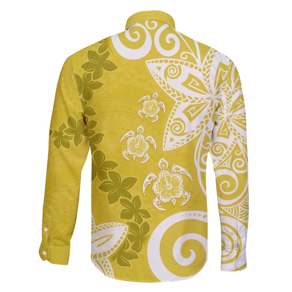 Polynesia Family Matching Tank Maxi Dress and Hawaiian Shirt Yellow Tribal Turtle Floral Pattern LT05 - Polynesian Pride