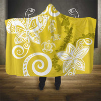 Polynesia Hooded Blanket Yellow Tribal Turtle Floral Pattern