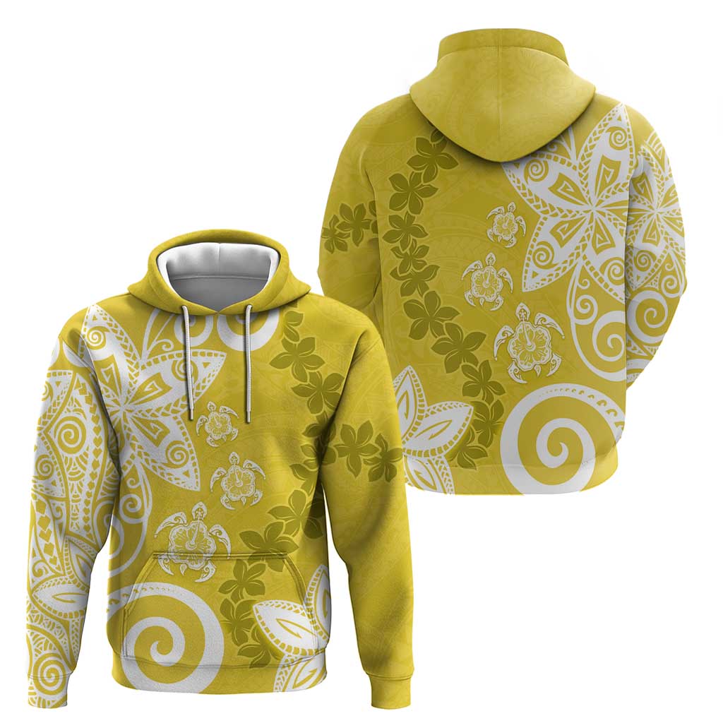 Polynesia Hoodie Yellow Tribal Turtle Floral Pattern