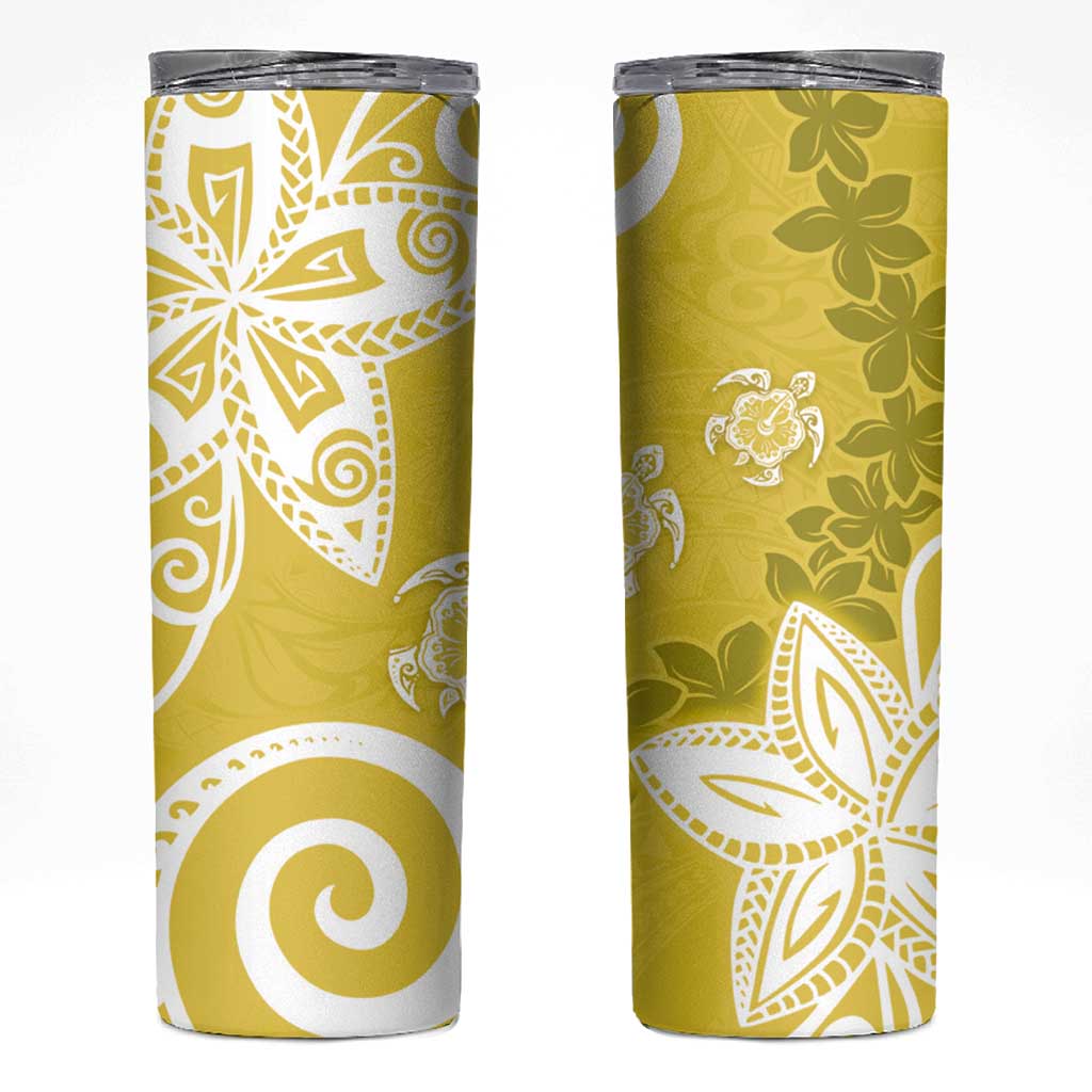 Polynesia Skinny Tumbler Yellow Tribal Turtle Floral Pattern