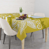 Polynesia Tablecloth Yellow Tribal Turtle Floral Pattern