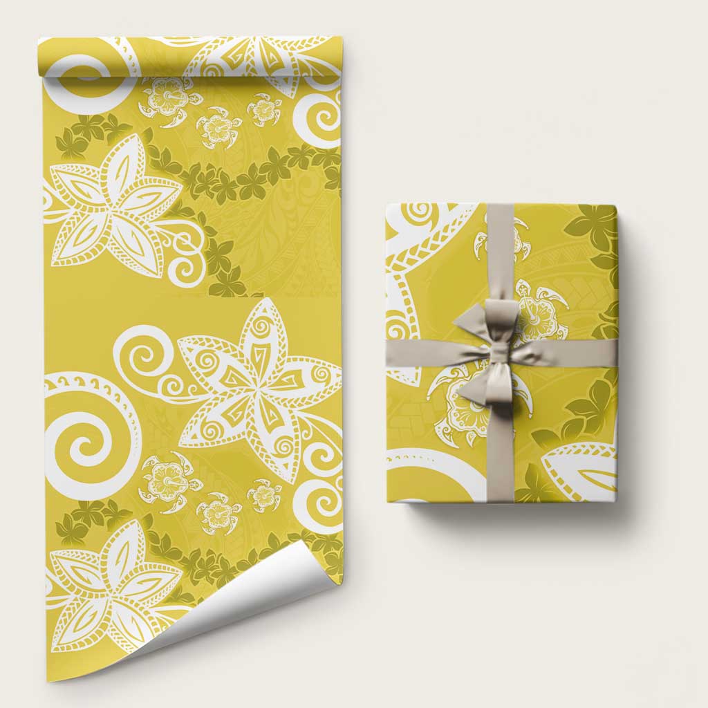 Polynesia Wrapping Paper Yellow Tribal Turtle Floral Pattern - Polynesian Pride