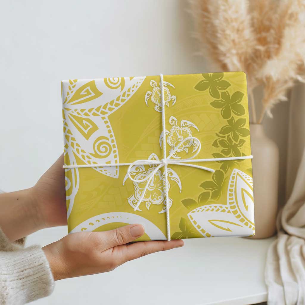 Polynesia Wrapping Paper Yellow Tribal Turtle Floral Pattern - Polynesian Pride