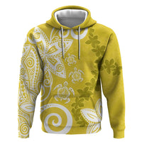 Polynesia Zip Hoodie Yellow Tribal Turtle Floral Pattern LT05 Pullover Hoodie Yellow - Polynesian Pride