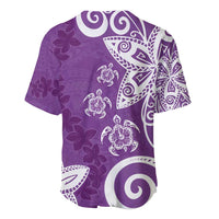 Polynesia Baseball Jersey Purple Tribal Turtle Floral Pattern LT05 - Polynesian Pride