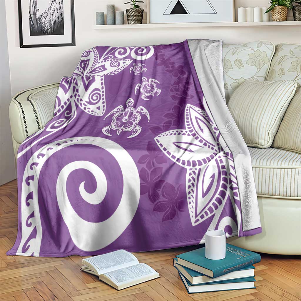 Polynesia Blanket Purple Tribal Turtle Floral Pattern