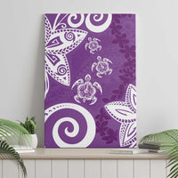 Polynesia Canvas Wall Art Purple Tribal Turtle Floral Pattern