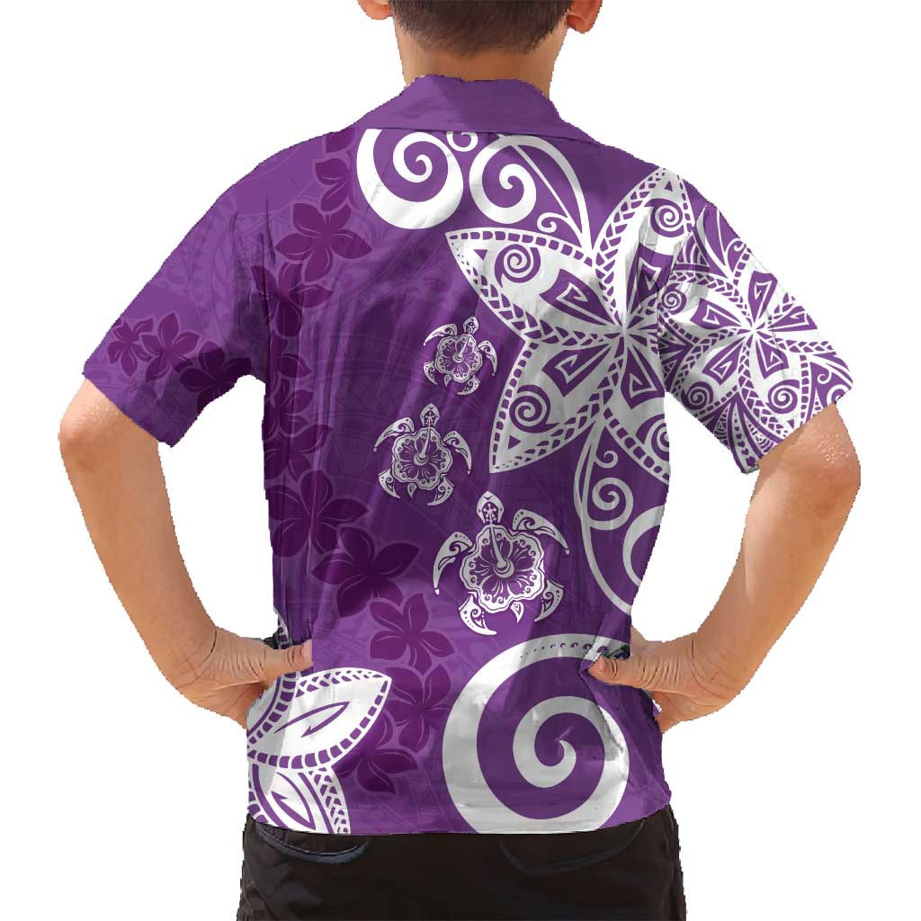 Polynesia Family Matching Tank Maxi Dress and Hawaiian Shirt Purple Tribal Turtle Floral Pattern LT05 - Polynesian Pride