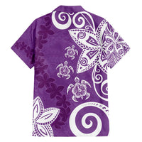 Polynesia Family Matching Tank Maxi Dress and Hawaiian Shirt Purple Tribal Turtle Floral Pattern LT05 - Polynesian Pride