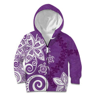 Polynesia Kid Hoodie Purple Tribal Turtle Floral Pattern