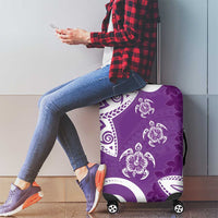 Polynesia Luggage Cover Purple Tribal Turtle Floral Pattern