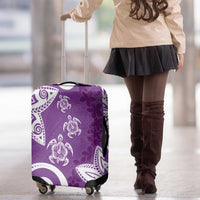 Polynesia Luggage Cover Purple Tribal Turtle Floral Pattern