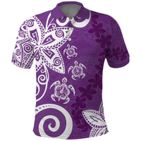 Polynesia Polo Shirt Purple Tribal Turtle Floral Pattern